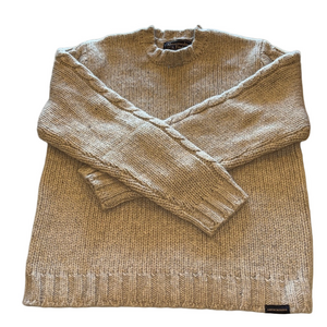 Abercrombie & Fitch Wool Chunky Knit Sweater XL Oatmeal Vintage Y2K